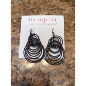 Lia Sophia "Voltage" Hematite Tone Drop Earrings